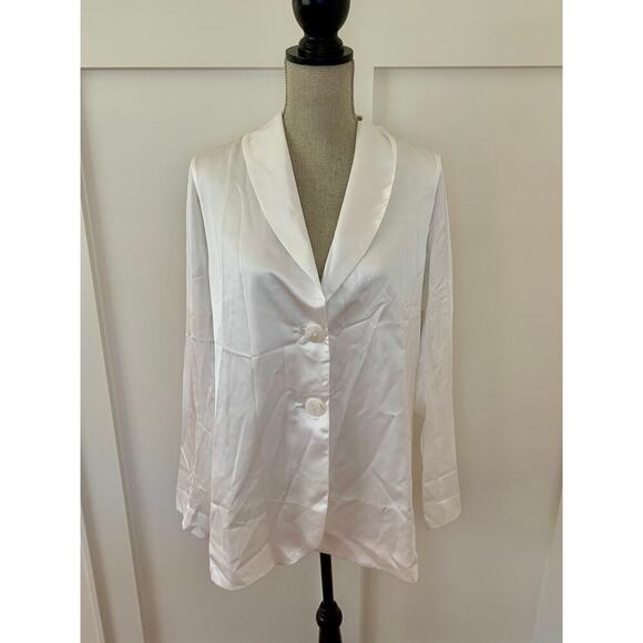 Show Me Your Mumu Felix Blazer in Ivory Luxe Satin Medium Button Front Boho - Picture 1 of 3